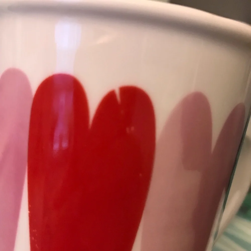 Starbucks 2017 Valentines Day Tall Mug Hearts Arrow red pink purple gold 16oz